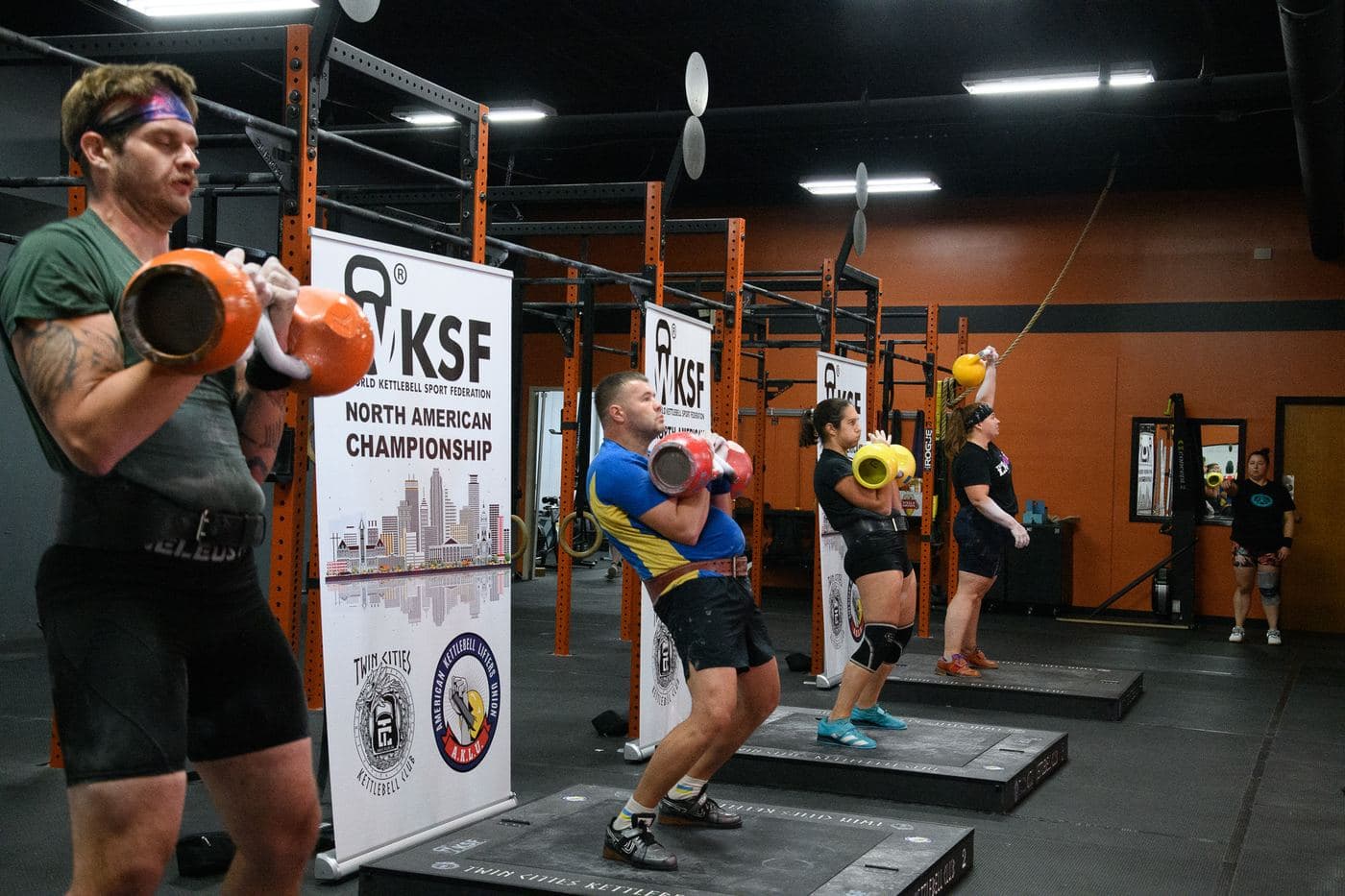 Lifters in a flight at Twin Cities Kettlebell Open 2024