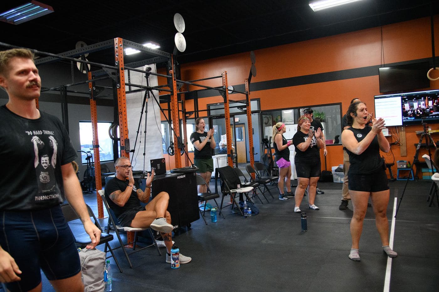 Athletes between flights at Twin Cities Kettlebell Open 2024